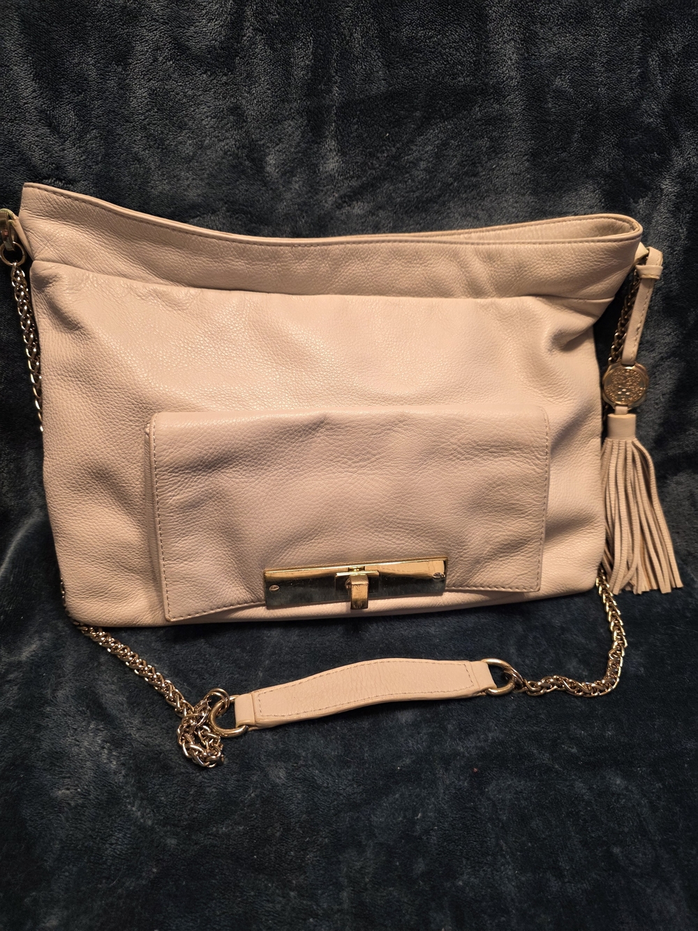 Chic Beige Shoulder Bag with Gold Chain